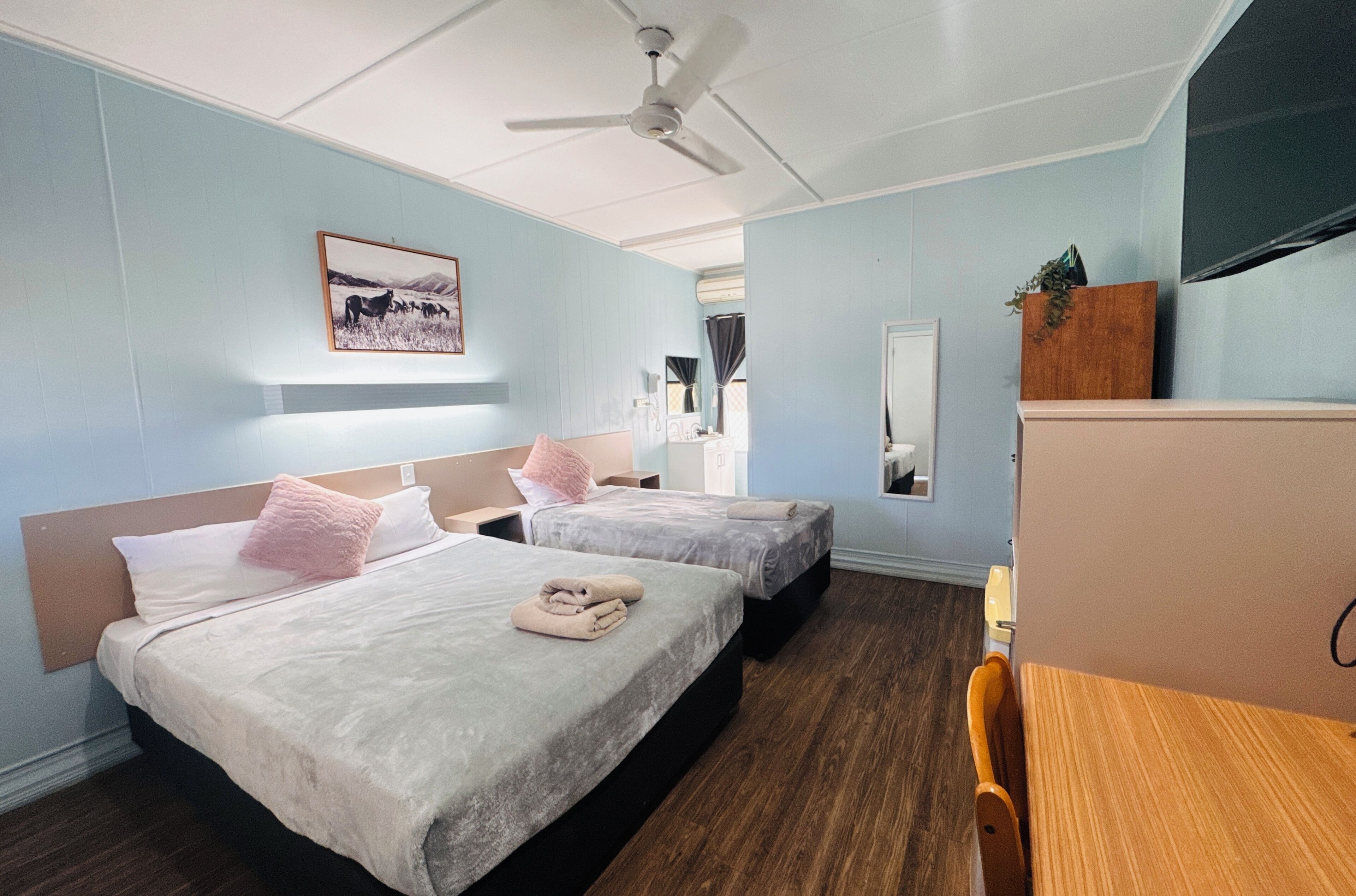 In-room safe, desk, laptop workspace, iron/ironing board