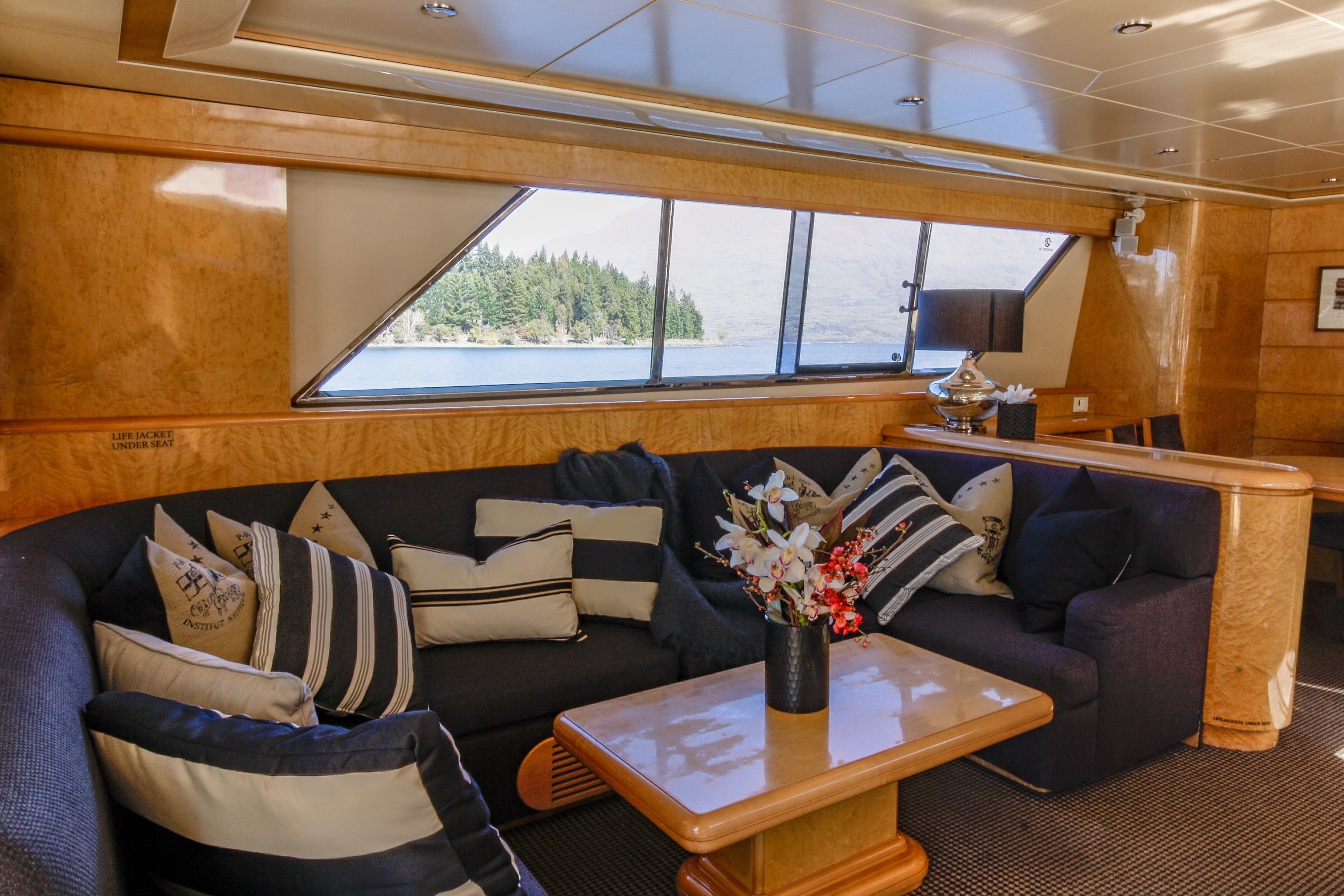 Luxury Super Yacht | Living area | Flat-screen TV, DVD player, iPod dock, MP3 dock