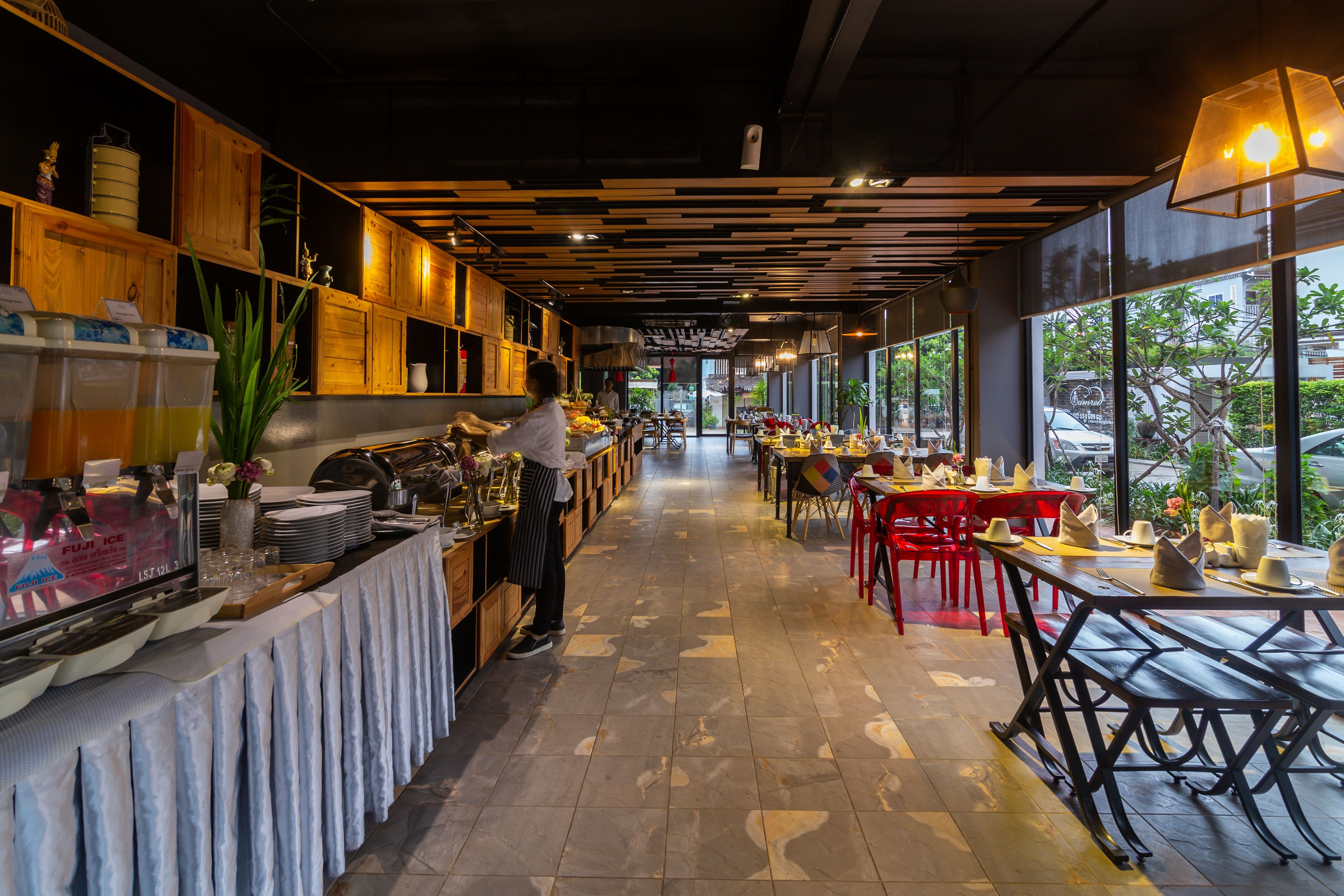 breakfast served, international cuisine, garden views