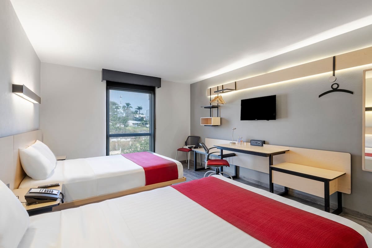 Room, 2 Double Beds, Non Smoking | Desk, blackout drapes, iron/ironing board, free WiFi