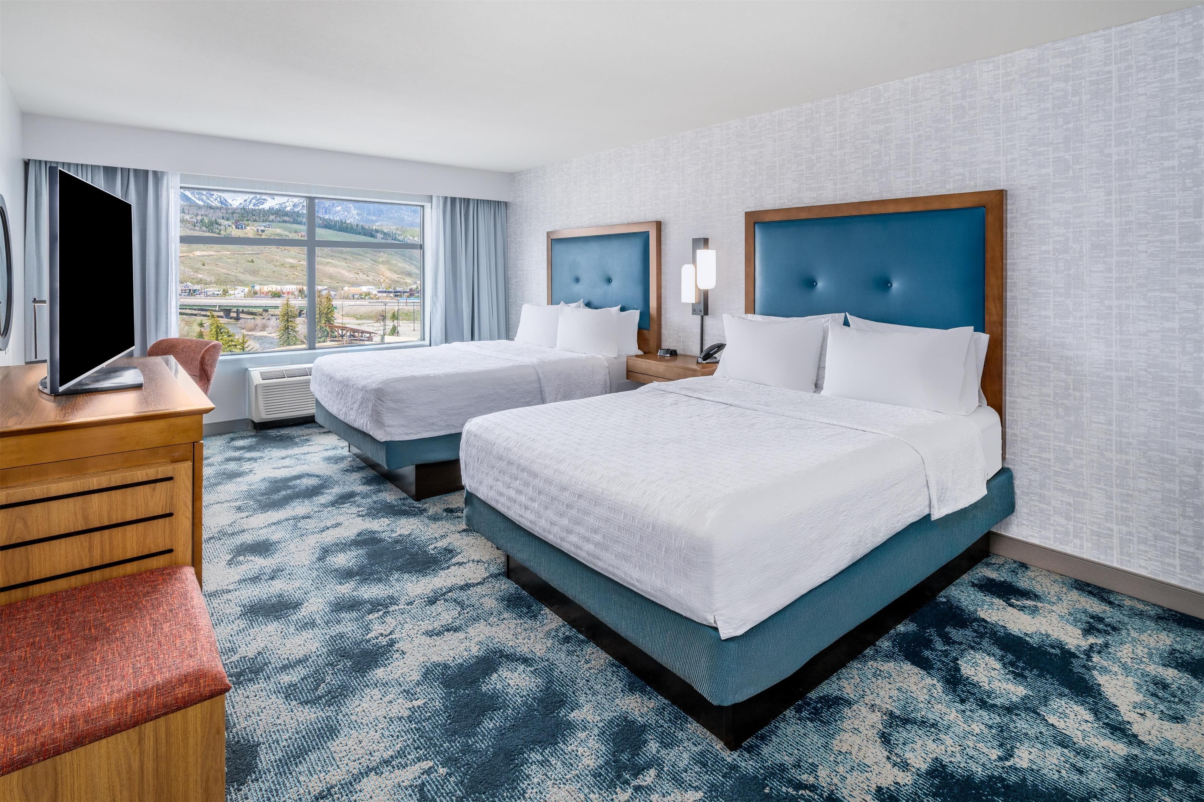 Room, 2 Queen Beds, Refrigerator, Mountain View | Blackout drapes, iron/ironing board, free WiFi, bed sheets