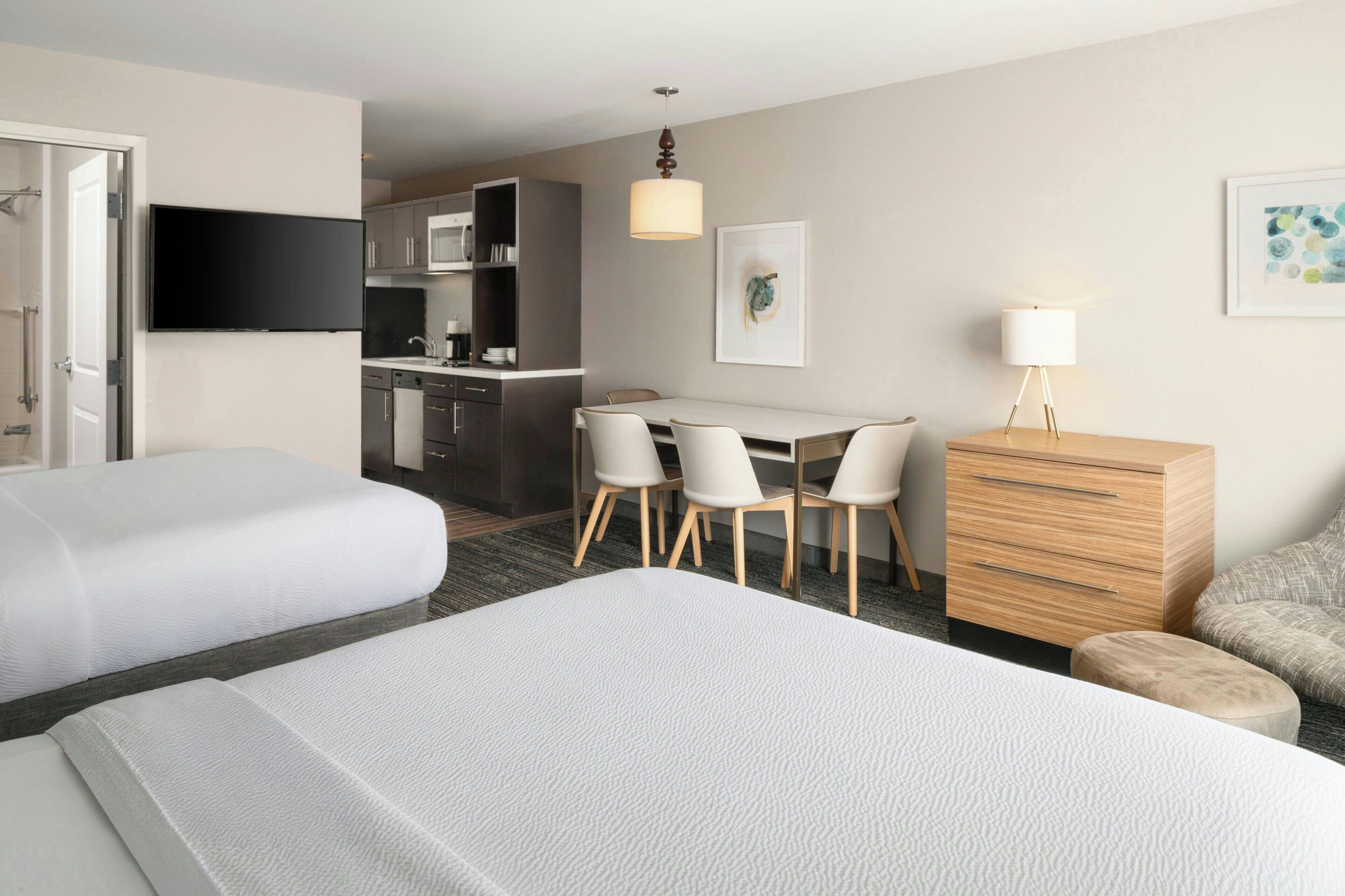 Studio, 2 Queen Beds | In-room safe, desk, laptop workspace, iron/ironing board