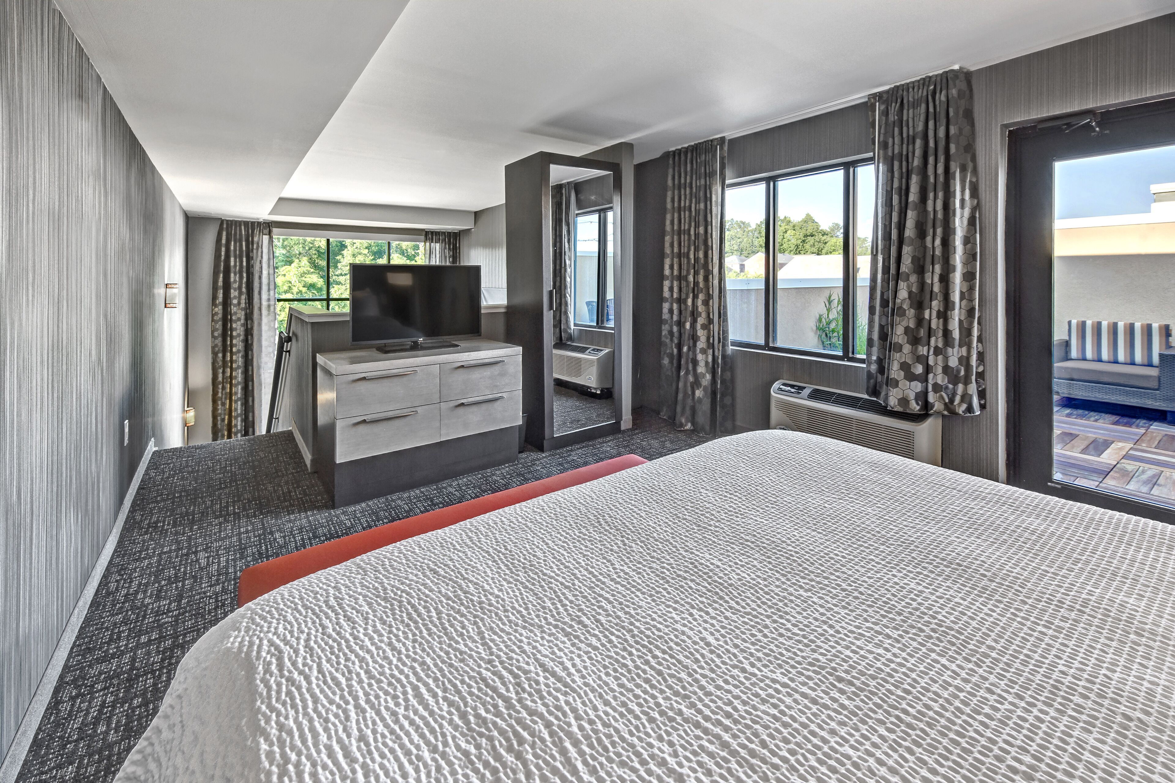 loft, 1 king bed with sofa bed | hypo-allergenic bedding, desk, laptop workspace, blackout curtains