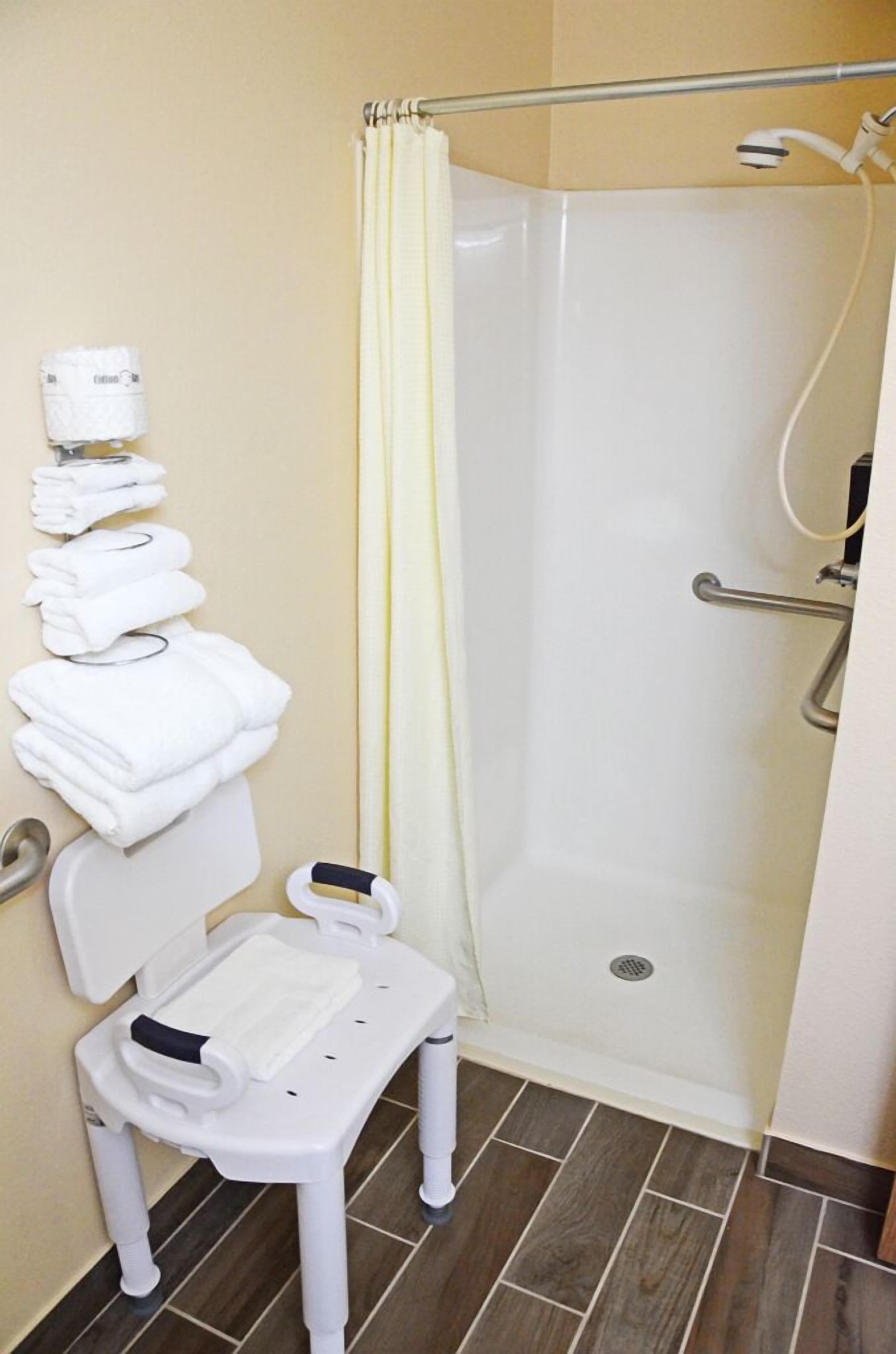 senior room, 1 king bed with sofa bed, accessible | bathroom | combined shower/bathtub, eco-friendly toiletries, hair dryer, towels