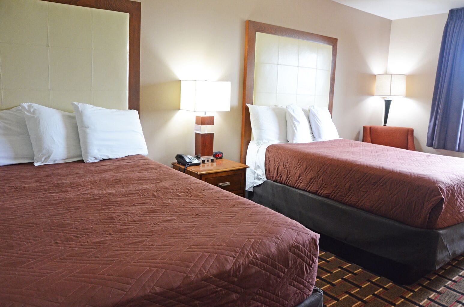 room, 2 double beds | desk, blackout curtains, iron/ironing board, free wifi