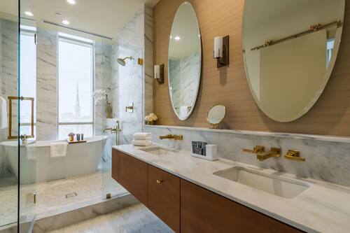 Charleston Flat | Bathroom | Designer toiletries, hair dryer, bathrobes, slippers