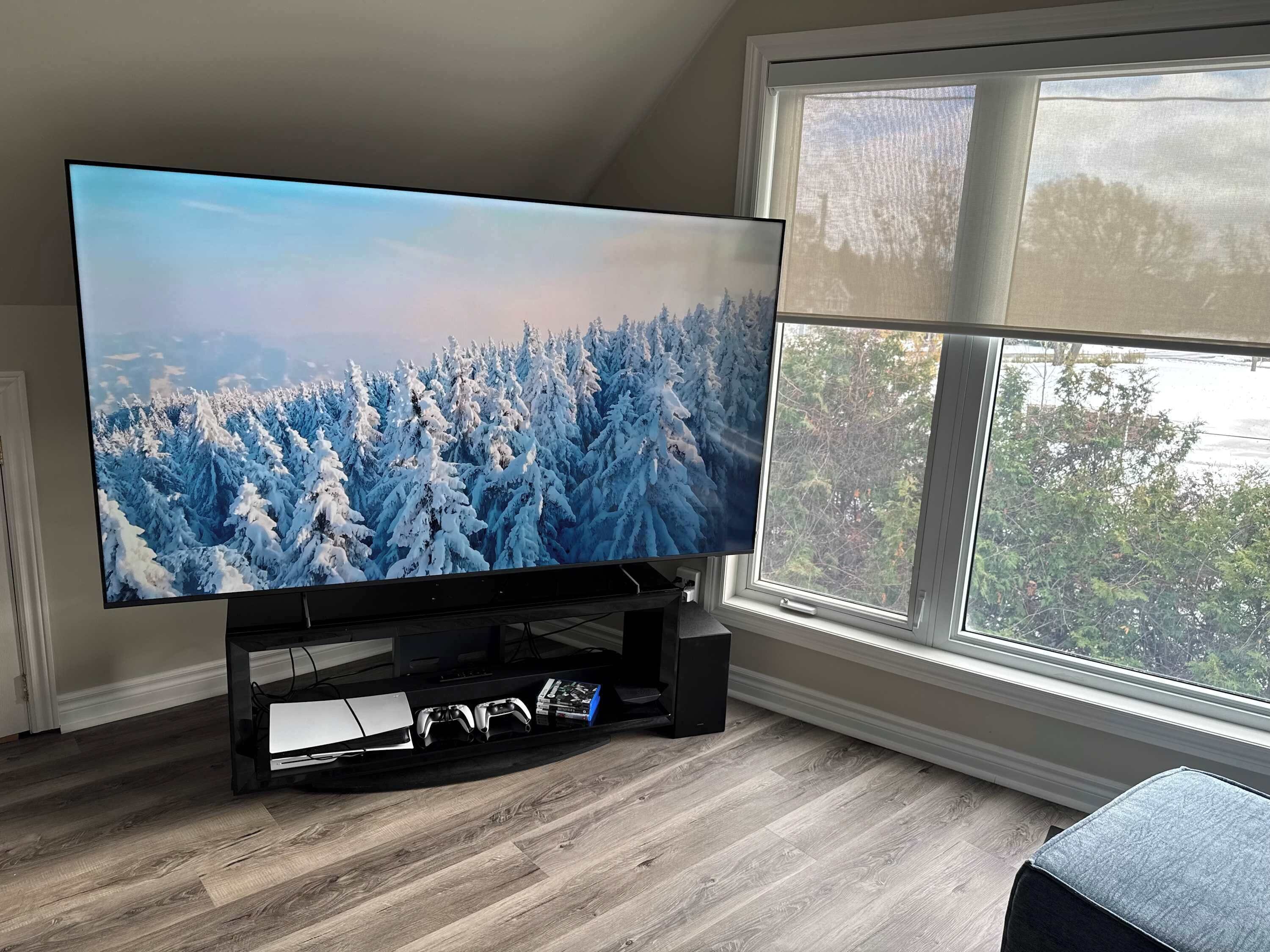 Flat-screen TV, fireplace, video-game console, Netflix