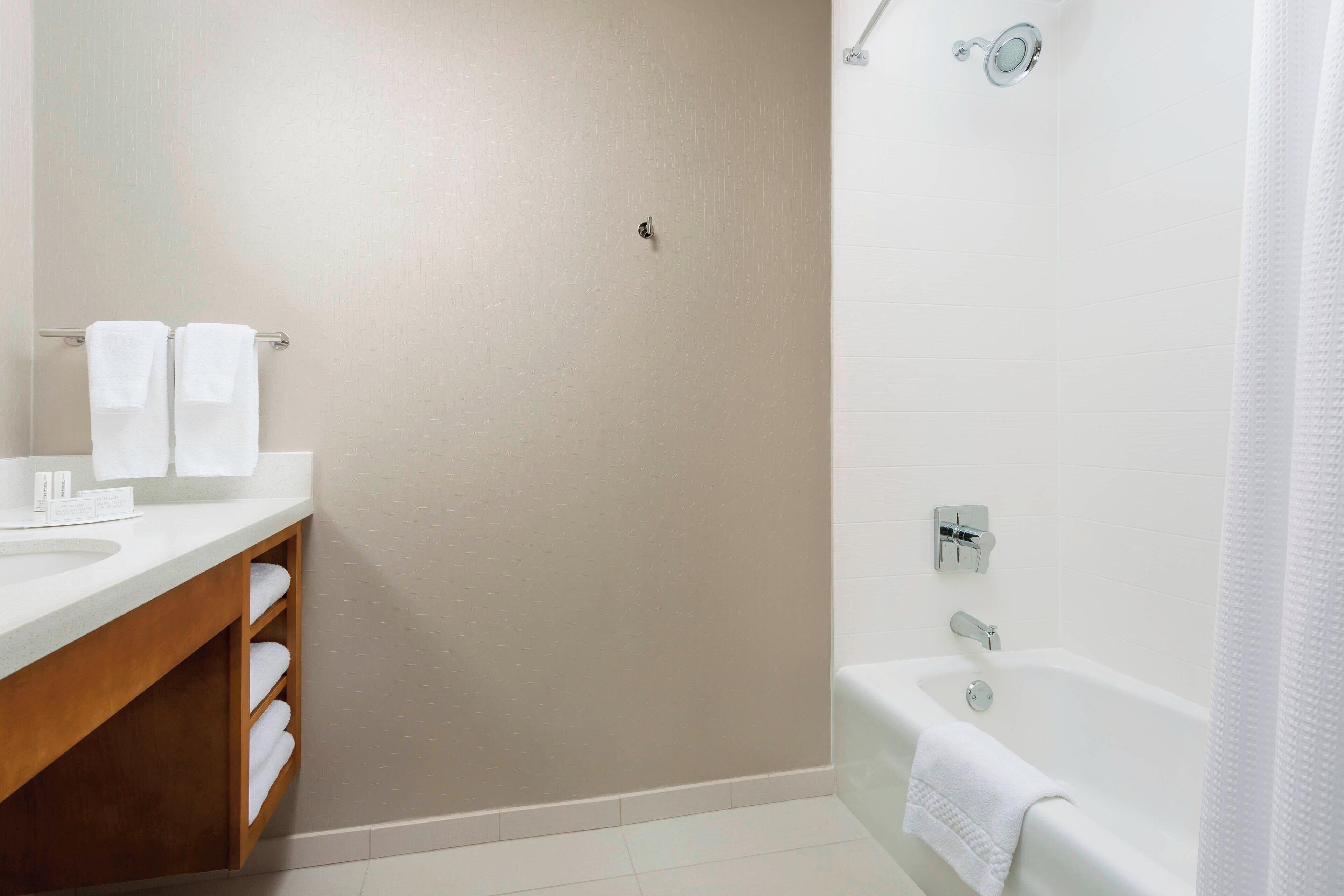 free toiletries, hair dryer, towels