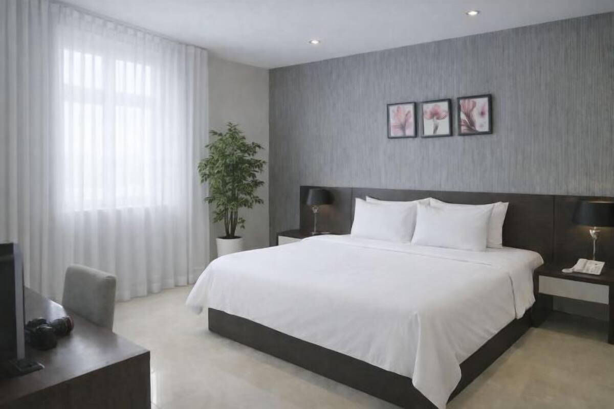 Minibar, caja fuerte, escritorio y cortinas opacas