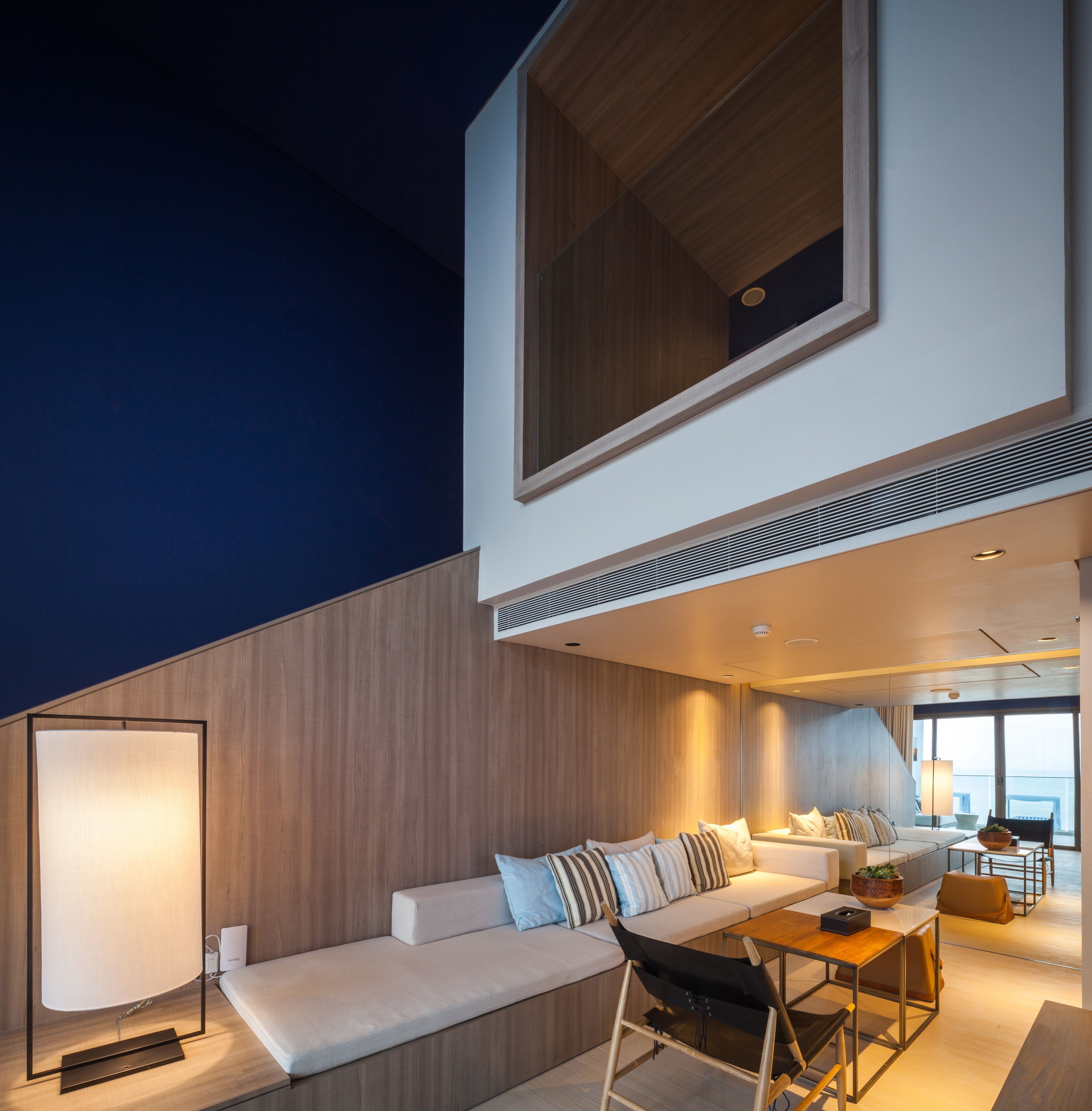 Villa, 1 King Bed (Sky Pool) | Living area | 55-inch Smart TV with cable channels, fireplace