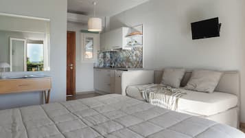 Superior Studio, Partial Sea View | In-room safe, soundproofing, iron/ironing board, free cots/infant beds