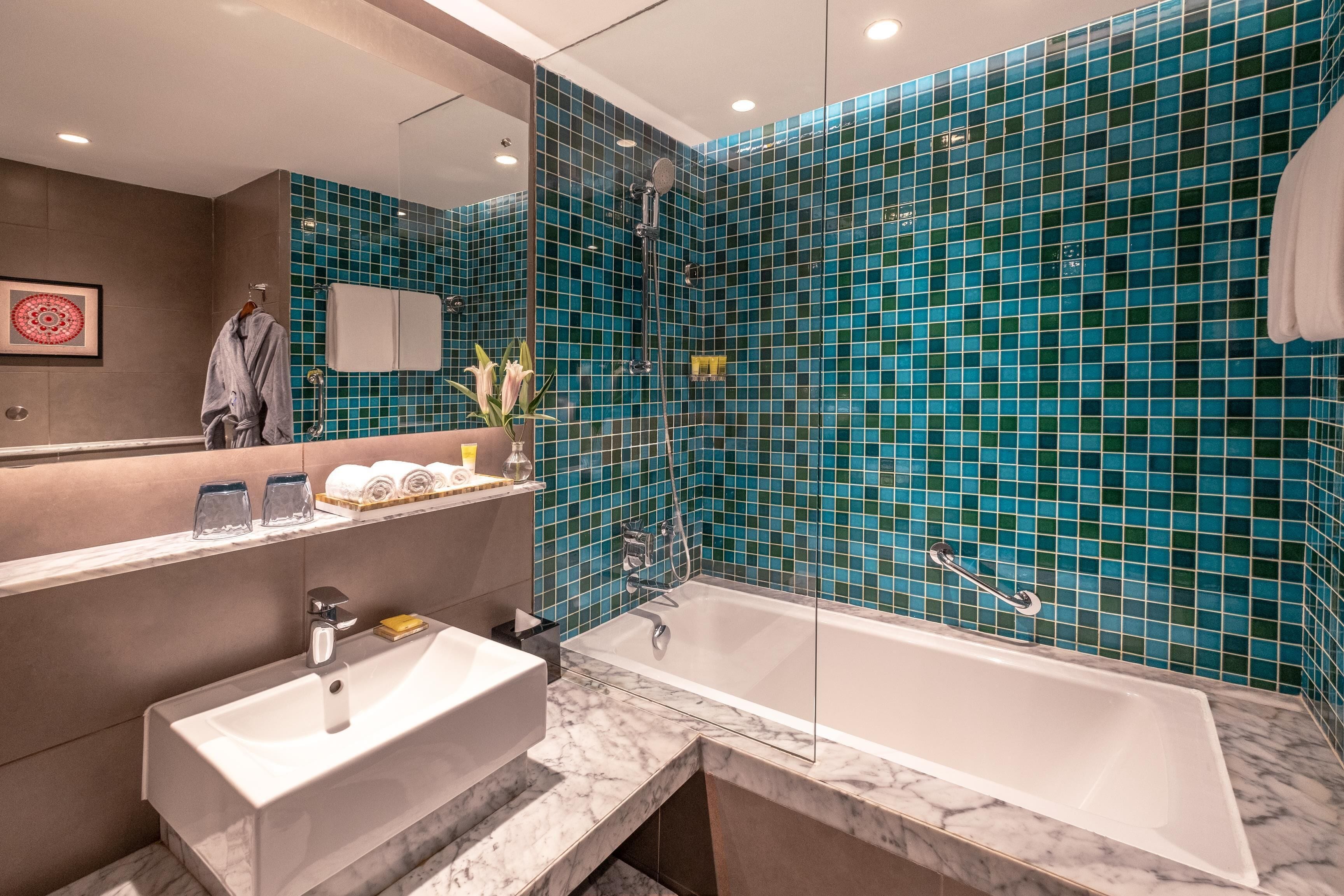 free toiletries, hair dryer, bathrobes, slippers