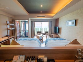 Quarto duplo club, vista para o oceano | Edredons de pluma, cofres nos quartos, escrivaninha, cortinas blackout