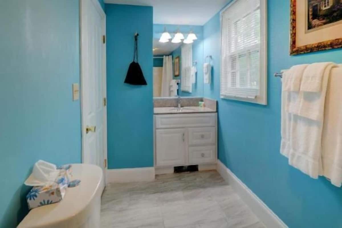 Tina con regadera, amenidades de baño gratuitas, toallas