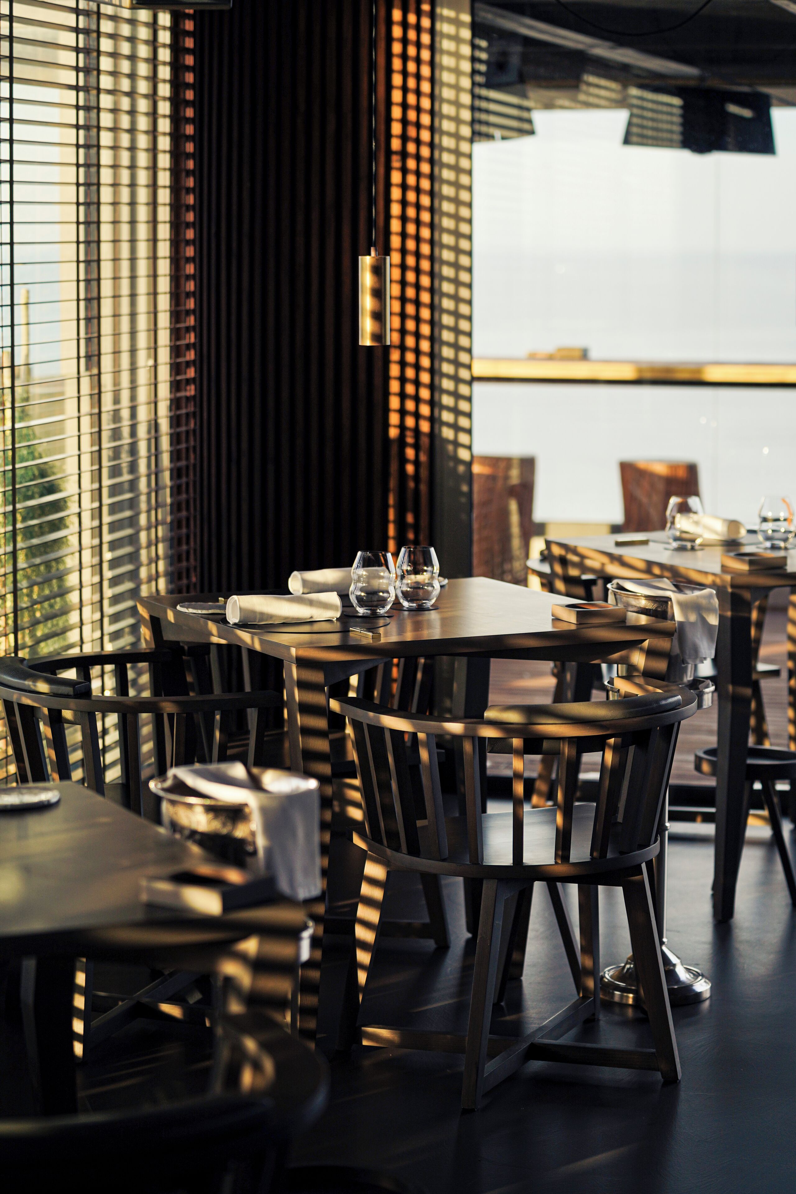 Dinner served, pool views 