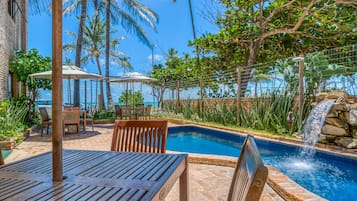 Outdoor pool, open 8:00 AM to 8:00 PM, sun loungers