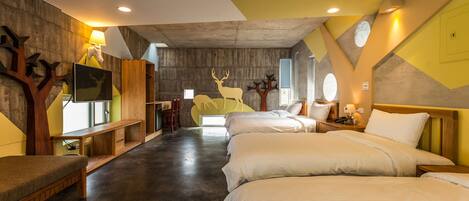 Deluxe Quadruple Room (Mezzanine) | Premium bedding, individually decorated, individually furnished, desk