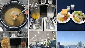 A breakfast buffet with soup, juice, and various breakfast items. - Benikea Hotel Haeundae (Busan)
