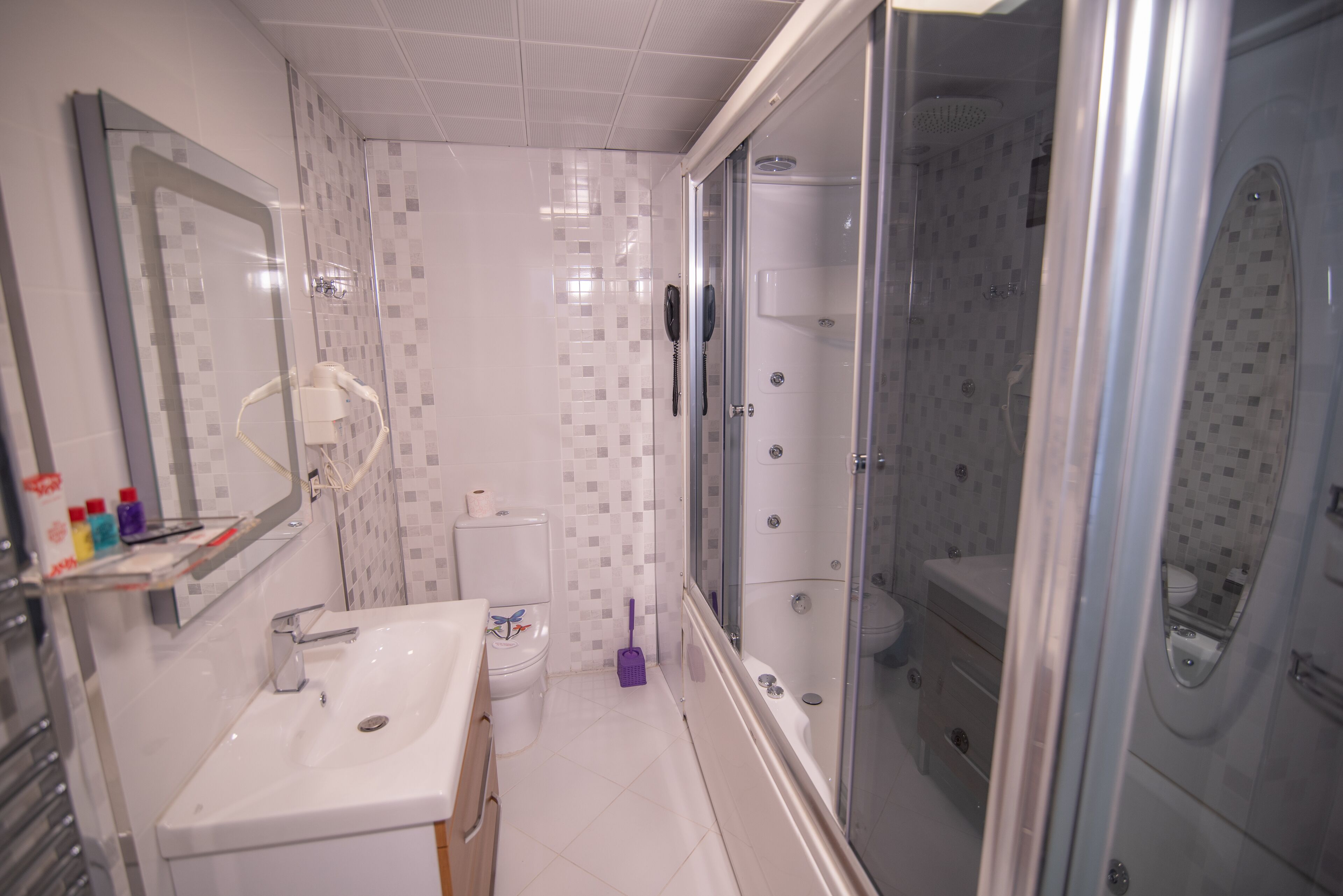 king suit, jakuzi, dag manzarali | bathroom | shower, hair dryer, slippers, towels