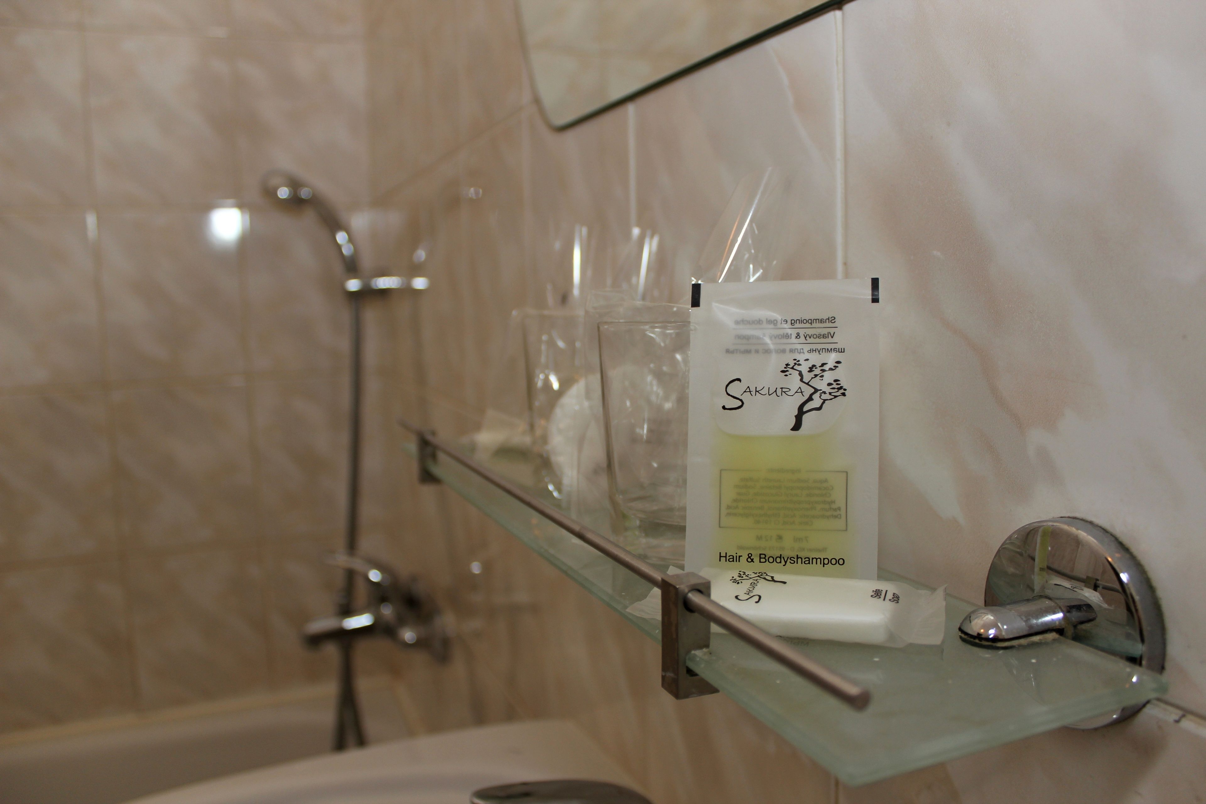 free toiletries, hair dryer, towels