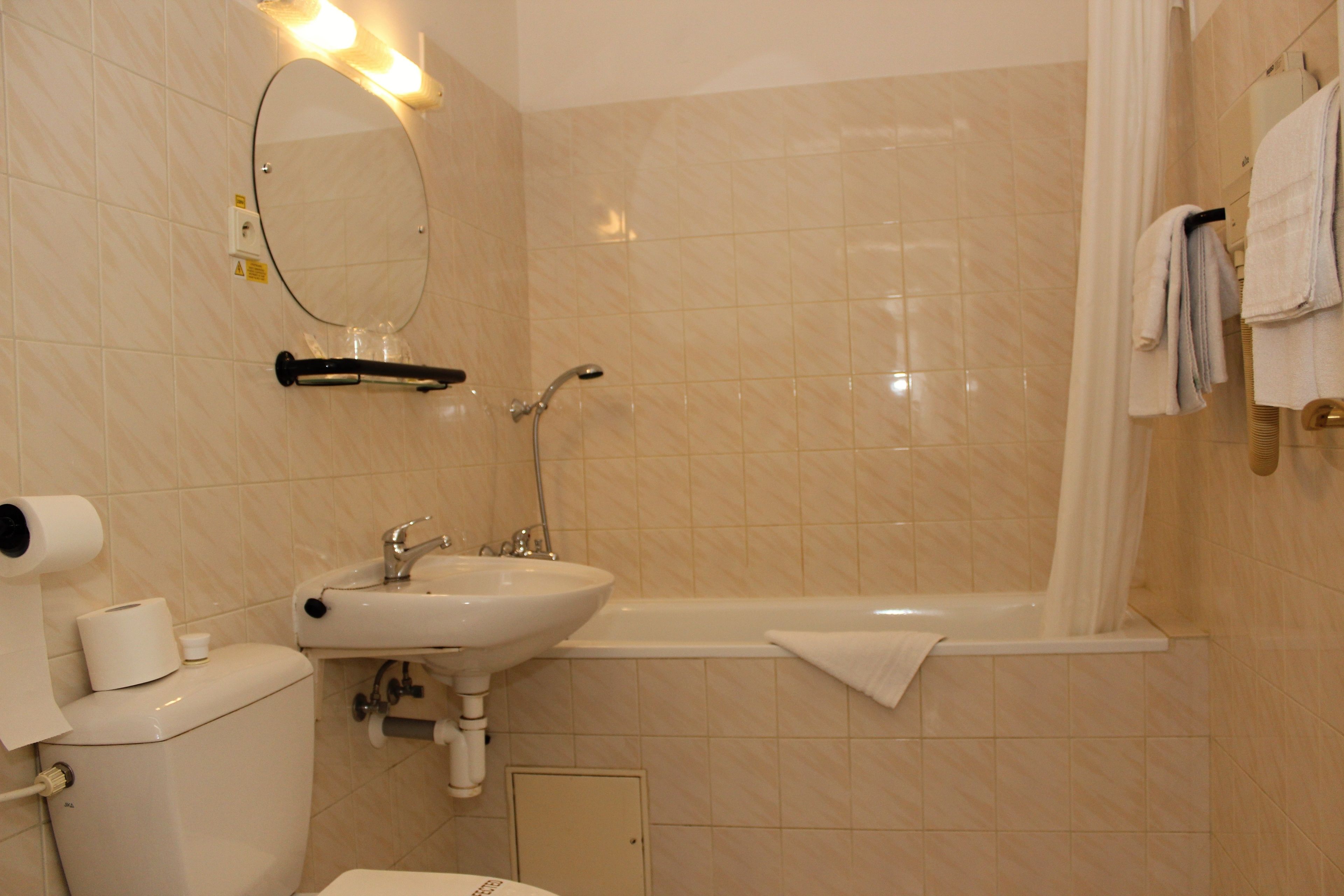 free toiletries, hair dryer, towels