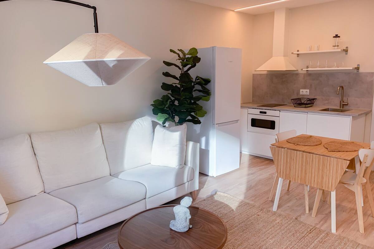 superior apartment | living room | 55-inch smart tv with cable channels, tv