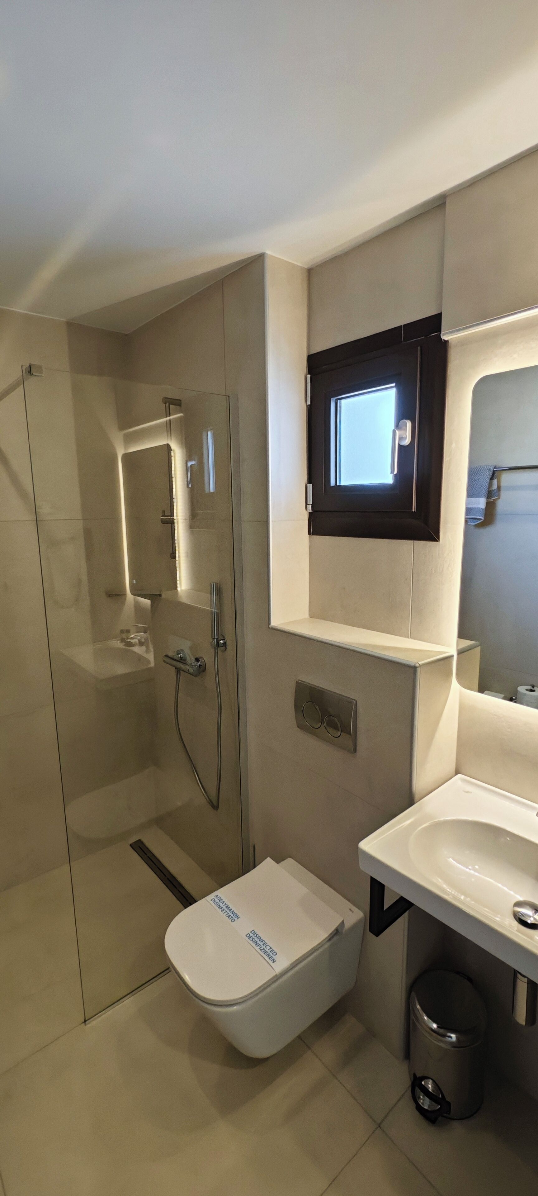 double or twin room, sea view | bathroom | shower, free toiletries, hair dryer, towels