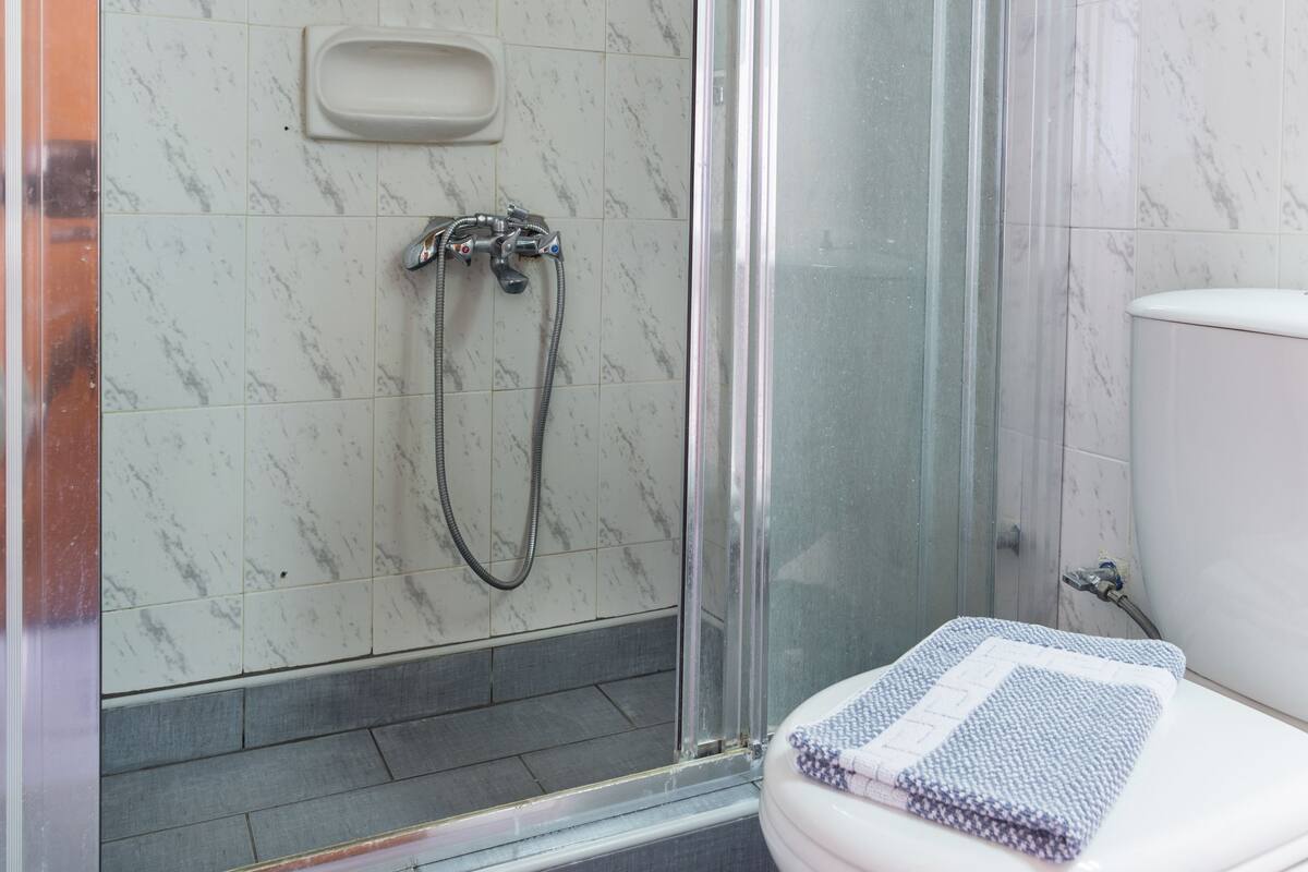 shower, free toiletries, hair dryer, slippers