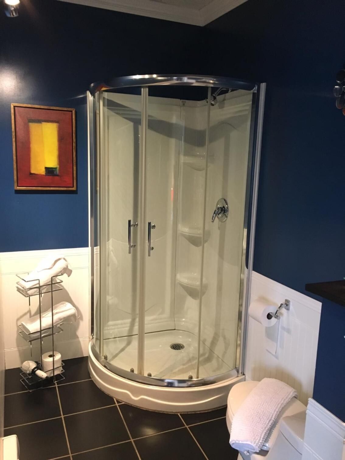 free toiletries, hair dryer, towels, soap