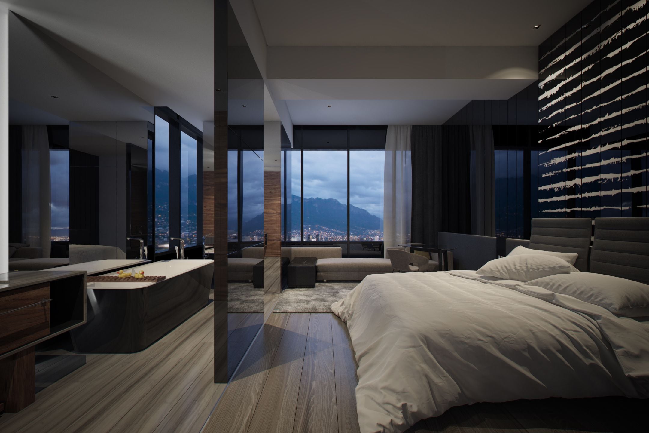 Egyptian cotton sheets, premium bedding, down comforters, minibar