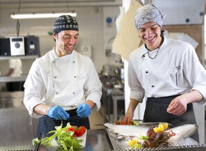 Lunch and dinner served, local cuisine