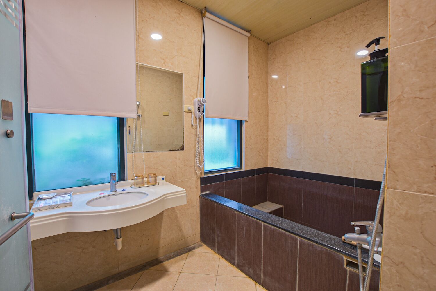 basic double room, first floor room | bathroom | separate bathtub and shower, spring water bathtub, rainfall showerhead