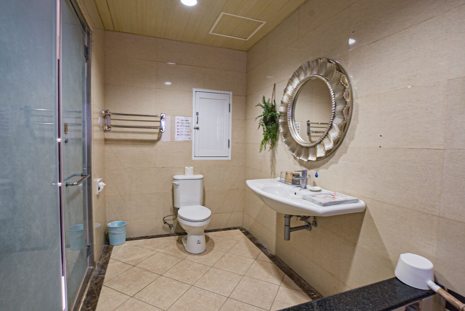 comfort quadruple room, 2 double beds | bathroom | separate bathtub and shower, spring water bathtub, rainfall showerhead