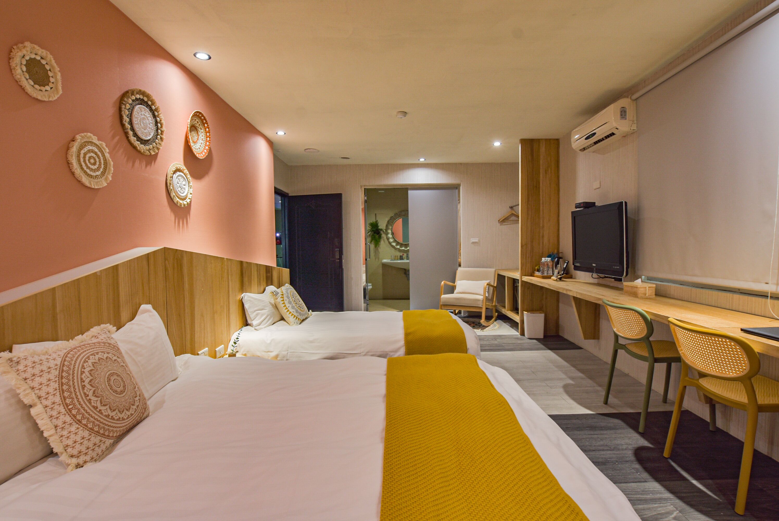 comfort quadruple room, 2 double beds | 1 bedroom, desk, blackout curtains, soundproofing