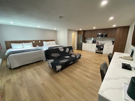 Deluxe Room, 2 Queen Beds, Kitchen (A) | Memory foam beds, desk, blackout drapes, iron/ironing board