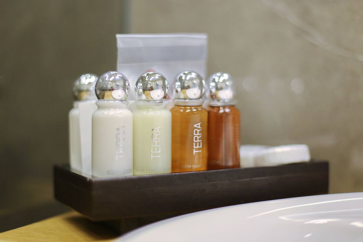 free toiletries, hair dryer, bathrobes, slippers