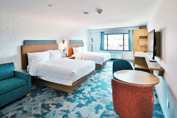 Hypo-allergenic bedding, desk, laptop workspace, iron/ironing board