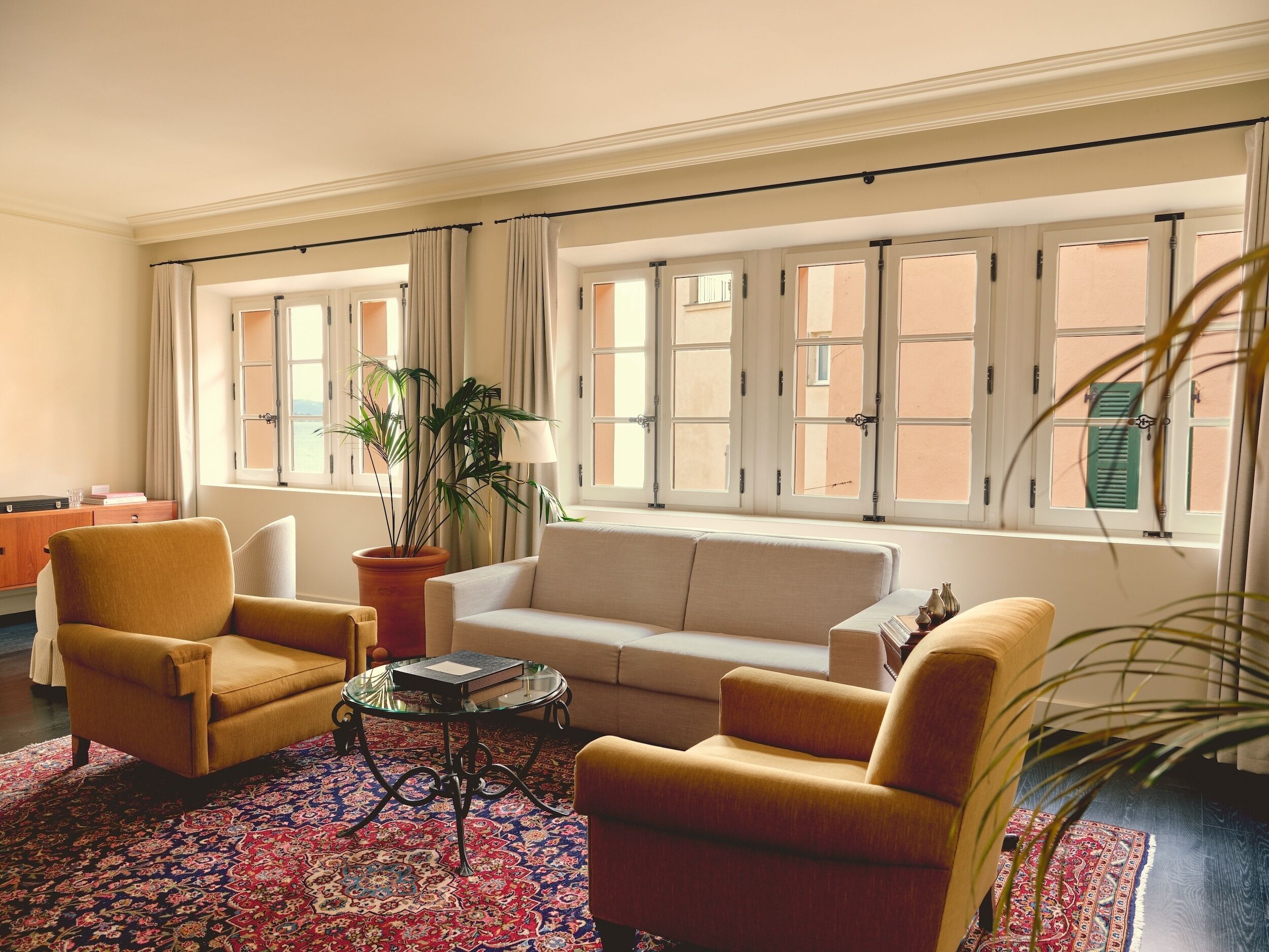 family apartment | living area | 42-inch flat-screen tv with satellite channels, tv, fireplace