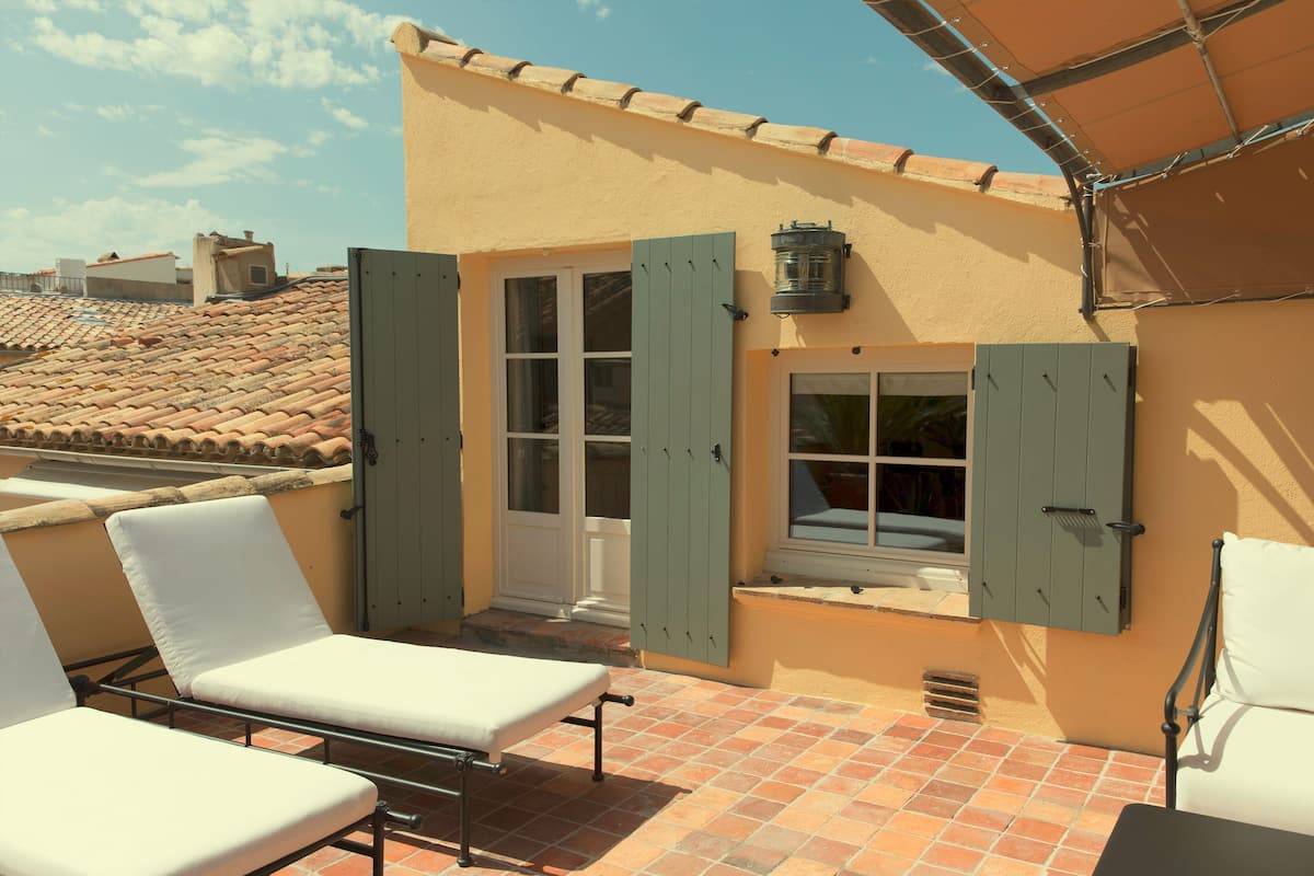 Prestige Tropezian room with Terrace and Sea View | 1 bedroom, premium bedding, minibar, in-room safe