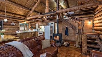 Willamette 2 Bedroom Rustic Log Cabin | Living area | TV