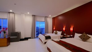 Family Room for 4 People (2 Double) | Premium bedding, down comforters, pillowtop beds, minibar - New Midtown Hotel (Phnom Penh)
