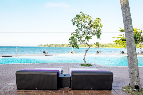 Outdoor pool, pool loungers