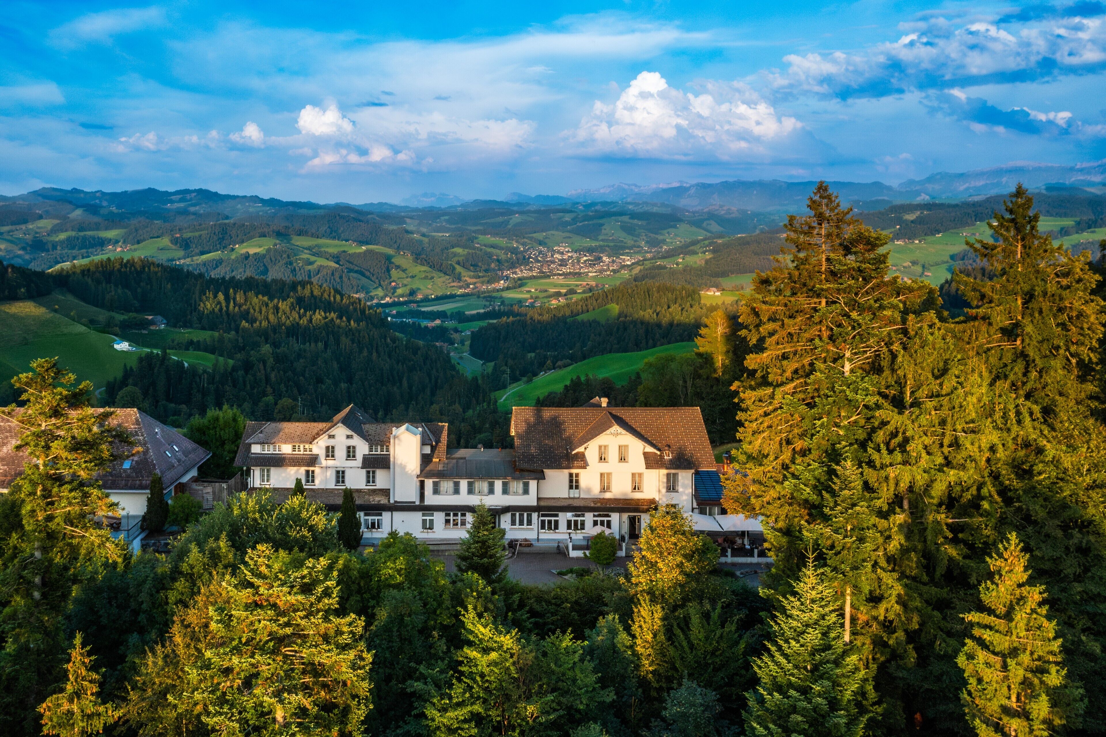 Vue sur la campagne depuis l’hébergement