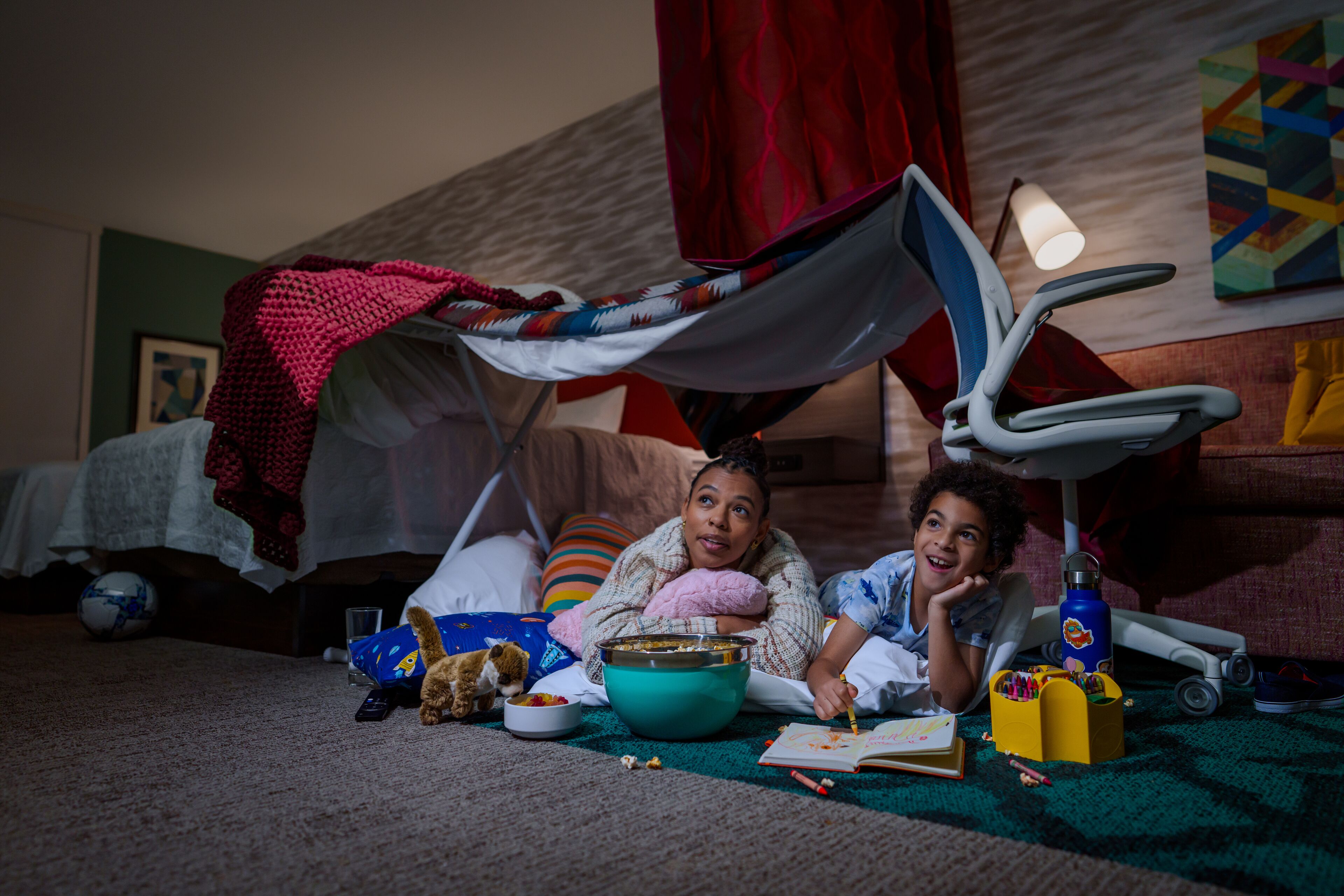 studio, 2 queen beds, non smoking | premium bedding, desk, laptop workspace, blackout curtains