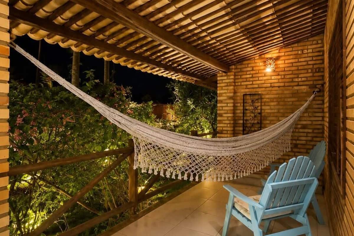 Chalet Confort, véranda, vue jardin | Vue de la chambre