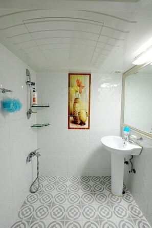 Regadera, amenidades de baño gratuitas, secadora de cabello, pantuflas