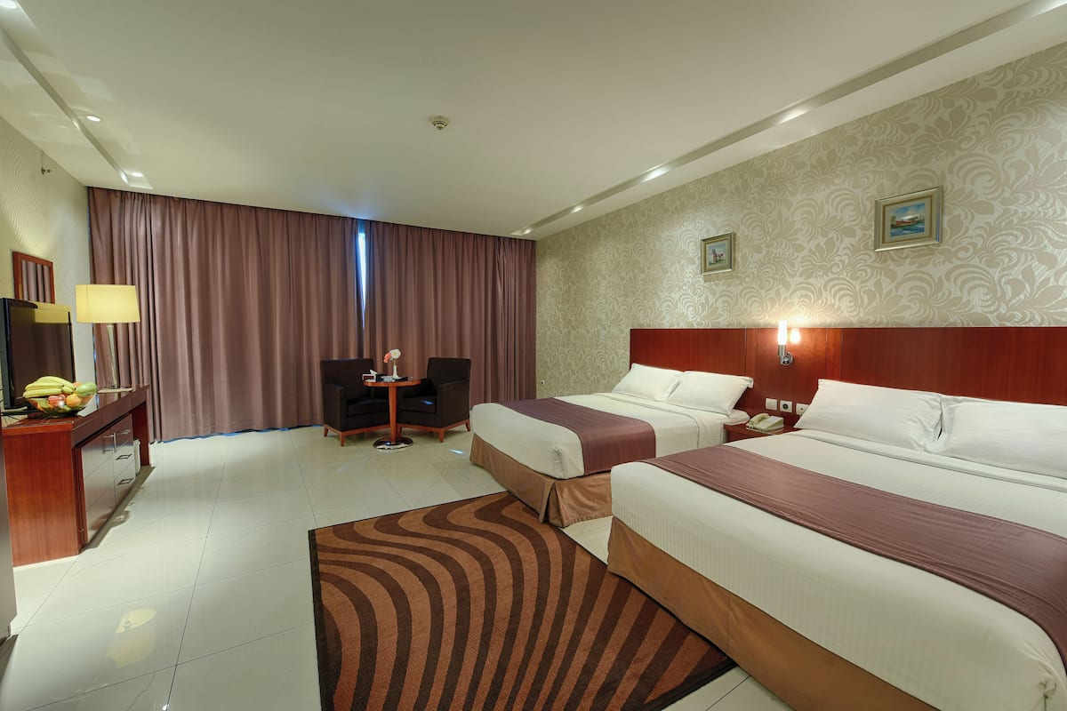 Deluxe Twin Room, 2 Queen Beds, City View | In-room safe, desk, soundproofing, iron/ironing board