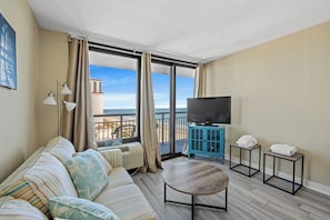Basic Condo, 1 Bedroom, Balcony, Partial Ocean View (1004) | Living area | TV
