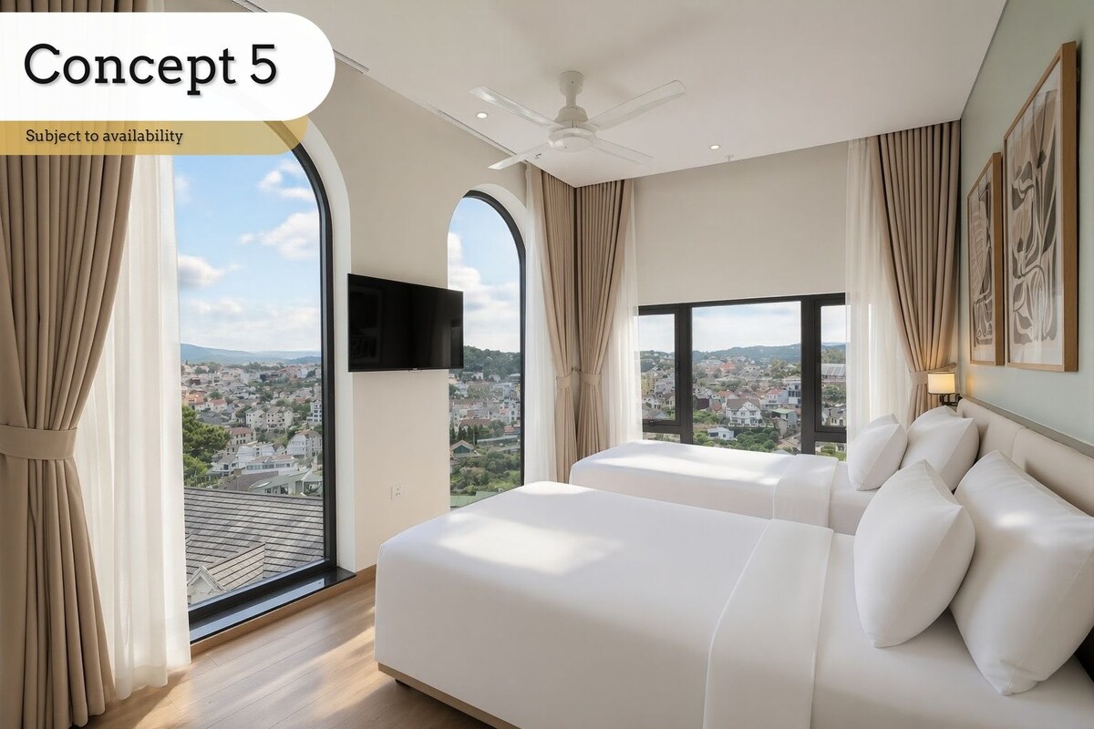 Deluxe Twin Room, City View | Minibar, in-room safe, desk, blackout drapes