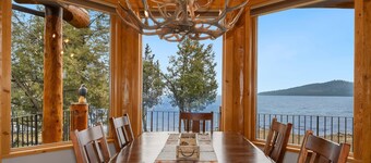 New! Lakefront Log Home | Private Dock | Indoor Hot Tub | Glacier NP | Flathead Lake | Sleeps 10